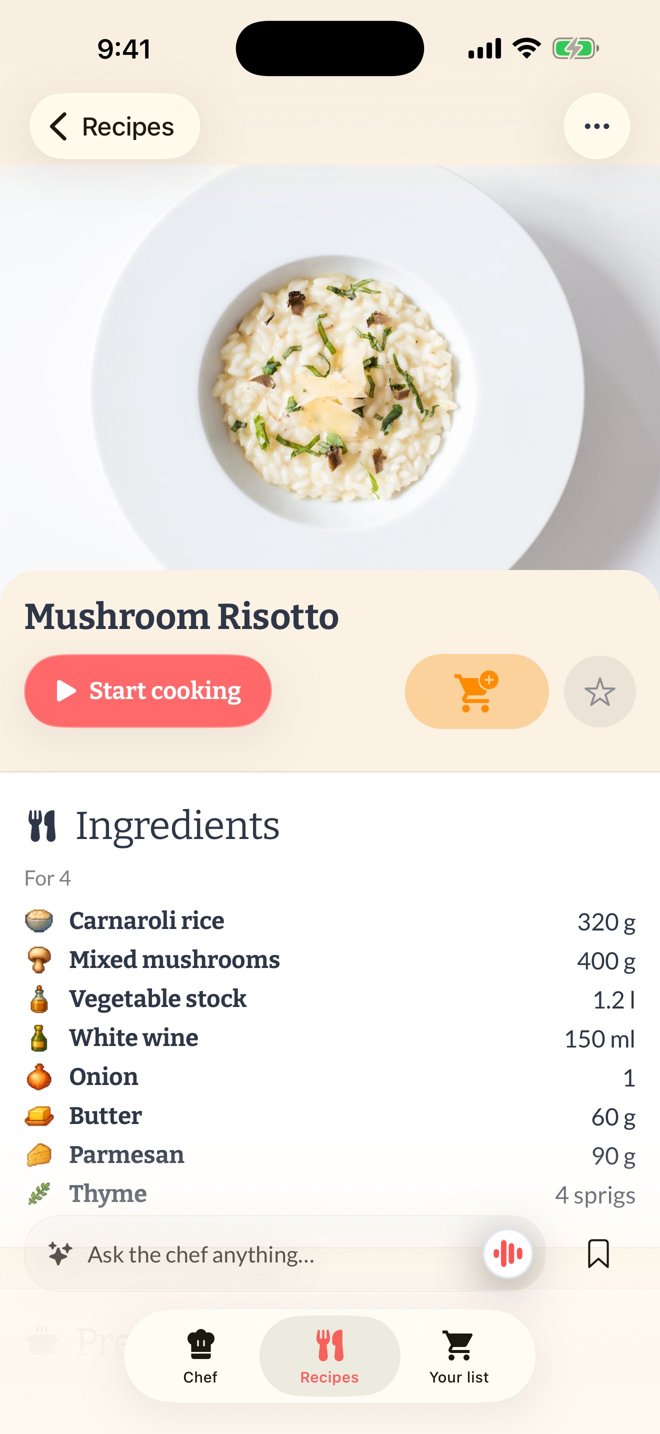 A recipe imported into Semana from Instagram, with clean ingredients and steps